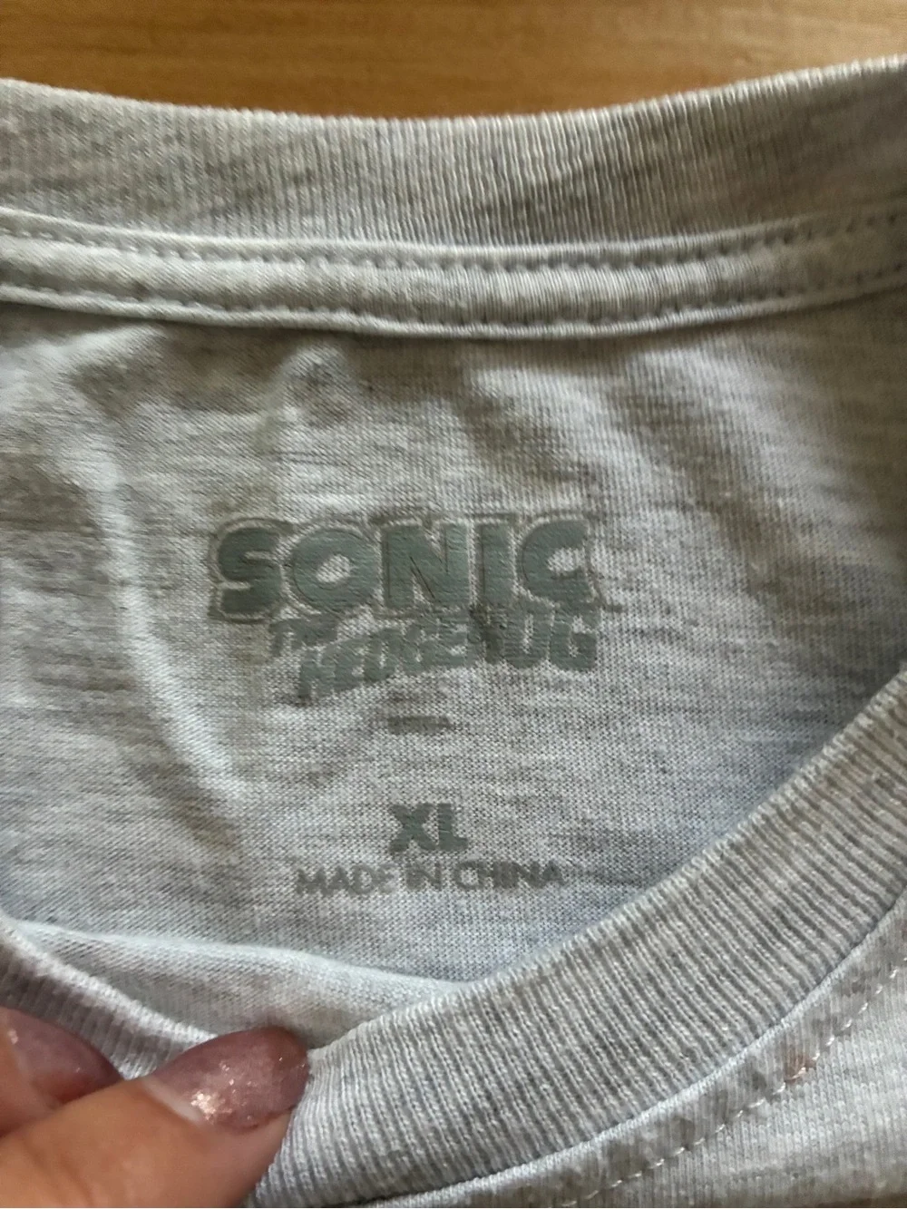 Sonic Characters Short Sleeve Tee - Light Gray with Blue & Pink Art